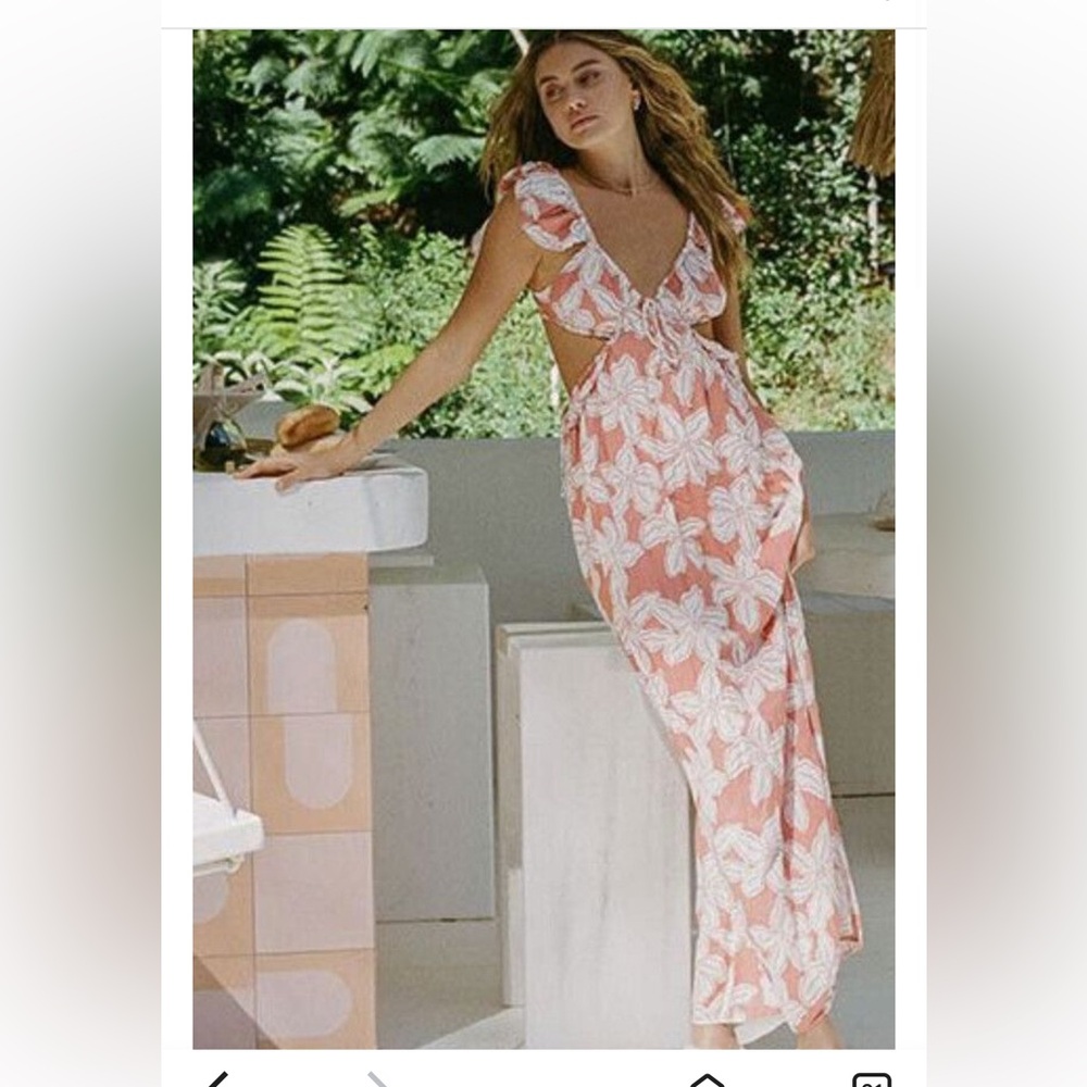 Sabo Skirt Pink Floral Cutout Maxi Dress